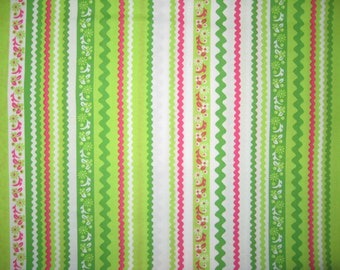 Michael Miller Ric Rac lime green and hot pink stripe 1 yard 32" X 42"