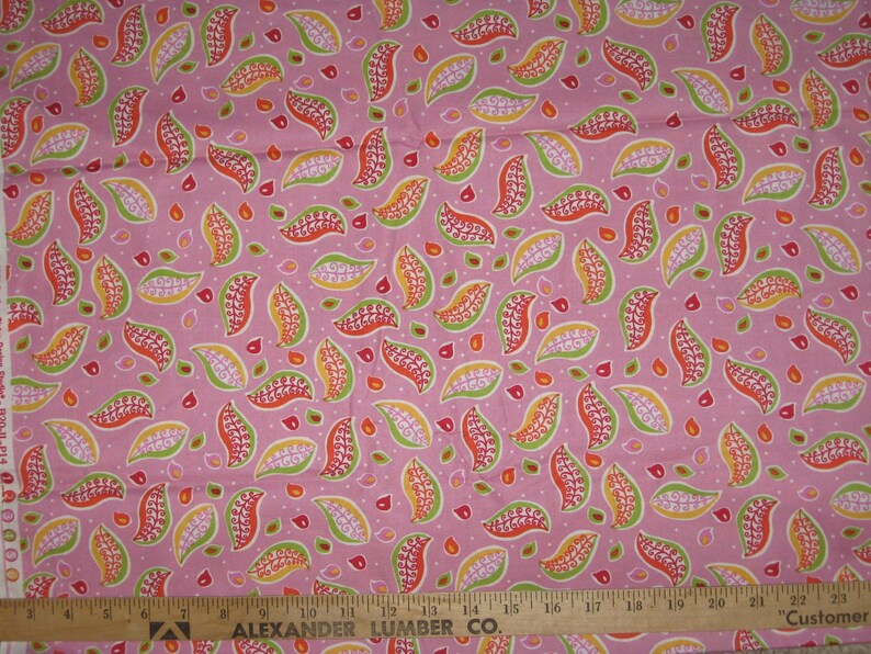 Brother and Sister Design Studio Pink Paisley Fabric 1 Yard Etsy