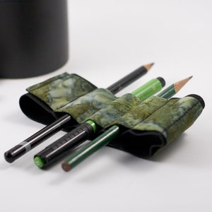 Journal Bandolier // moss // a better pencil case, journal pen holder, book strap, pen loop, pencil roll, pen bandolier image 3