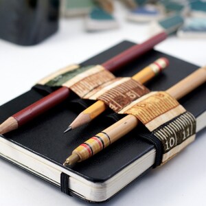 Mini Bandolier // earth tone ruler // a better pencil case, journal pen holder, book strap, pen loop, pencil roll, pen bandolier image 3