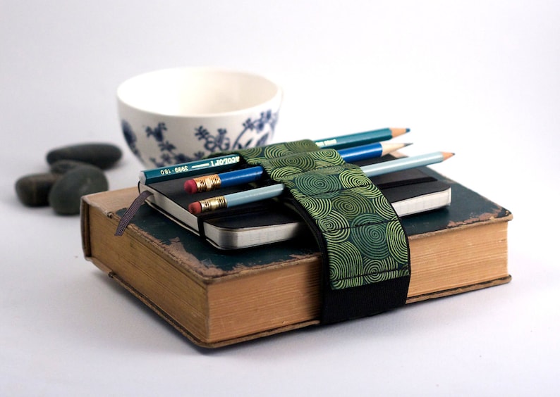 Adjustable Bandolier // Vertigreen // a better pencil case, journal pen holder, book strap, pen loop, pencil roll, pen bandolier image 1
