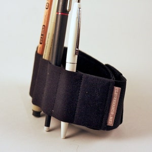 Adjustable Bandolier // black // a better pencil case, journal pen holder, book strap, pen loop, pencil roll, pen bandolier image 4