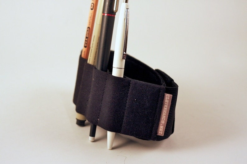 Adjustable Bandolier // black // a better pencil case, journal pen holder, book strap, pen loop, pencil roll, pen bandolier image 4