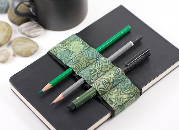 Journal Bandolier // Vertigreen // a Better Pencil Case, Journal Pen Holder,  Book Strap, Pen Loop, Pencil Roll, Pen Bandolier 