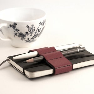 Mini Bandolier // red leather // (a better pencil case, journal pen holder, book strap, pen loop, pencil roll, pen bandolier)