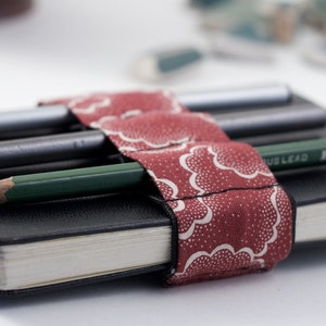 Mini Bandolier // red tempest // a better pencil case, journal pen holder, book strap, pen loop, pencil roll, pen bandolier image 2