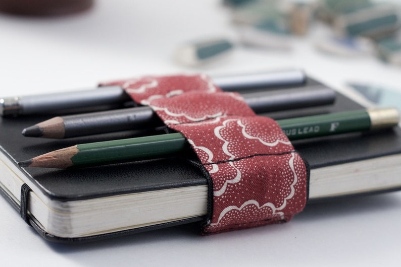 Mini Bandolier // red tempest // a better pencil case, journal pen holder, book strap, pen loop, pencil roll, pen bandolier image 2