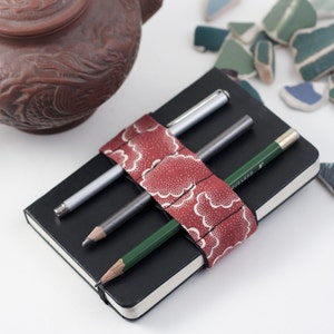 Mini Bandolier // red tempest // a better pencil case, journal pen holder, book strap, pen loop, pencil roll, pen bandolier image 1