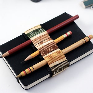 Mini Bandolier // earth tone ruler // a better pencil case, journal pen holder, book strap, pen loop, pencil roll, pen bandolier image 2