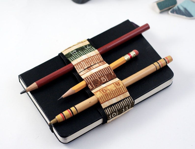 Mini Bandolier // earth tone ruler // a better pencil case, journal pen holder, book strap, pen loop, pencil roll, pen bandolier image 2