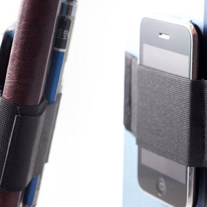 Smart Phone Journal Bandolier // custom // (a better pencil case, journal pen holder, book strap, pen loop, pencil roll, pen bandolier)