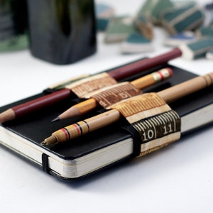 Mini Bandolier // earth tone ruler // (a better pencil case, journal pen holder, book strap, pen loop, pencil roll, pen bandolier)