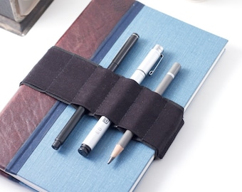 Journal Bandolier // basic black // (a better pencil case, journal pen holder, book strap, pen loop, pencil roll, pen bandolier)