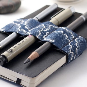 Mini Bandolier // navy tempest // a better pencil case, journal pen holder, book strap, pen loop, pencil roll, pen bandolier image 3