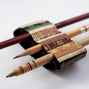 Mini Bandolier // earth tone ruler // a better pencil case, journal pen holder, book strap, pen loop, pencil roll, pen bandolier image 4