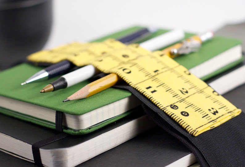 Adjustable Bandolier // yellow inches // a better pencil case, journal pen holder, book strap, pen loop, pencil roll, pen bandolier image 2