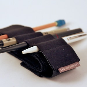 Adjustable Bandolier // black // a better pencil case, journal pen holder, book strap, pen loop, pencil roll, pen bandolier image 3