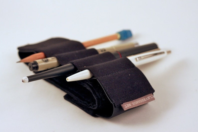 Adjustable Bandolier // black // a better pencil case, journal pen holder, book strap, pen loop, pencil roll, pen bandolier image 3