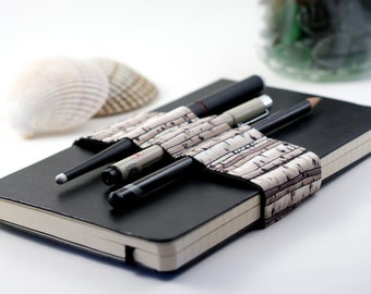 Journal Bandolier // birches // (a better pencil case, journal pen holder, book strap, pen loop, pencil roll, pen bandolier)