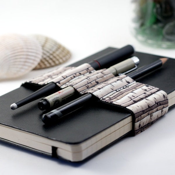 Journal Bandolier // birches // (a better pencil case, journal pen holder, book strap, pen loop, pencil roll, pen bandolier)