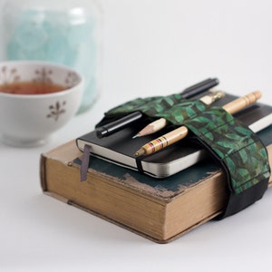 Adjustable Bandolier // batik vines // a better pencil case, journal pen holder, book strap, pen loop, pencil roll, pen bandolier image 2