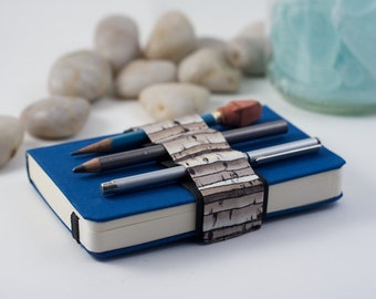 Mini Bandolier // birches // (a better pencil case, journal pen holder, book strap, pen loop, pencil roll, pen bandolier)