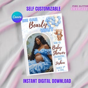 Custom We Can Bearly Wait Baby Shower Digital Invitation Template Instant Download