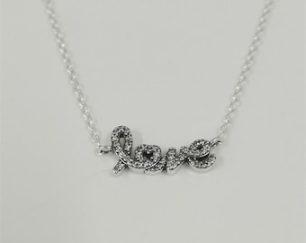 pandora Sparkling Handwritten Love Collier Necklace 45CM