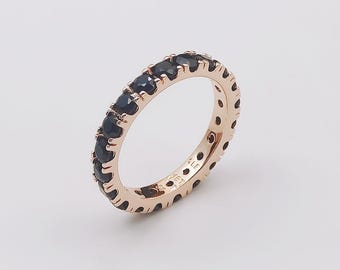 Pandora Black Sparkling Row Eternity Rose Gold Ring
