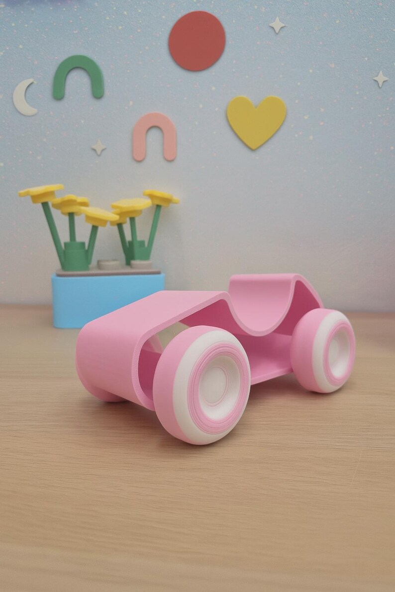 Pink Racing Car Set 3D Printed Pink Racing Car Toy, Minimalist Toddler Vehicle - Etsy
