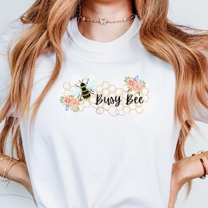 Busy Bee Graphic Tee, Honeycomb Shirt, Beekeeper Gift, Honey Bee Tshirt, Nature Lover Clothing, Save the Bees Tee
