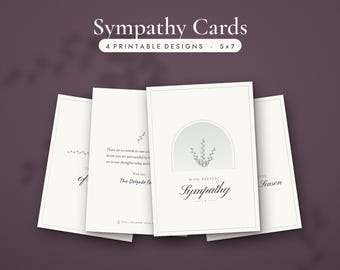 Printable Sympathy Card Set, 4 Thinking of You Cards, Holiday Sympathy Card, Condolence Card 5x7, Instant Download PDF