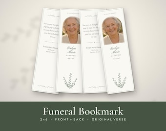 Modello di segnalibro funebre, segnalibro commemorativo modificabile, bomboniera ricordo per la celebrazione della vita, stampabile in memoria di una persona cara, Word
