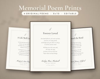 Memorial Poem Print, Printable Sympathy Poem, Remembrance Poem 8x10, In Loving Memory Wall Art, Editable Name, Funeral Poem
