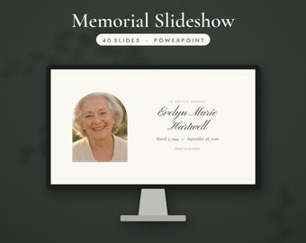 Modello di presentazione commemorativa, presentazione PowerPoint per funerali, tributo fotografico per la celebrazione della vita, 40 diapositive, 16:9, Sage Botanical