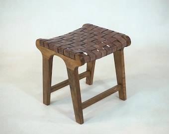 Handcrafted Moroccan Leather Chair & Footstool - Dark Brown