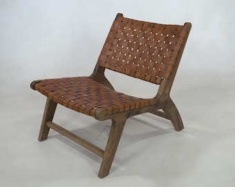Handmade Moroccan Leather Accent Chair: Boho Living Room Furniture