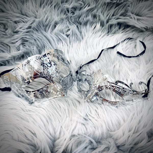 Silver Metal Men's or Women Masquerade Masks , Women Venetian Mask , Men's phantom mask For Halloween , Wedding Party Costume , Mardi Gras