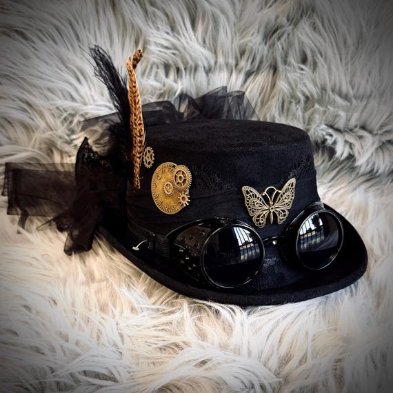 Handmade Mad Hatter or Steampunk Halloween Costume Hats Nightmare Top Hat -custom 100% Handmade Hat,el Wire,light Up  main image 2