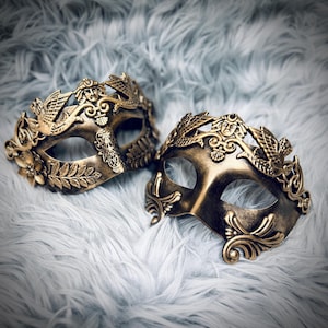 Men&#39;s Gold  Masquerade Eye Mask : Mardi Gras , Halloween , Venetian Party Masks,