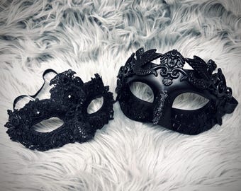 Svarta maskeradmasker för män eller kvinnor, venetiansk mask för kvinnor, ögonmask för män för Halloween, bröllopsbalkostym, Mardi Gras