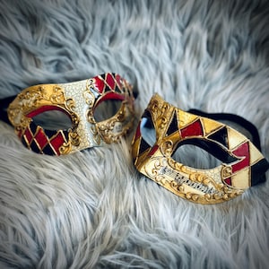 Men or Women Black & Red Phantom of the Opera Eye Mask For Mardi Gras , Halloween , Venetian Masquerade Wedding Party Ball Masks