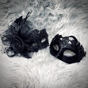 Black Men's or Women Masquerade Party Masks , Women Venetian Mask , Men's Eye mask For Halloween , Wedding Ball Costume , Mardi Gras image 1