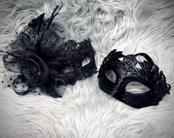 Black Men's or Women Masquerade Party Masks , Women Venetian Mask , Men's Eye mask For Halloween , Wedding Ball Costume , Mardi Gras