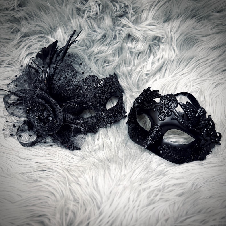 Black Men's or Women Masquerade Party Masks , Women Venetian Mask , Men's Eye mask For Halloween , Wedding Ball Costume , Mardi Gras image 1