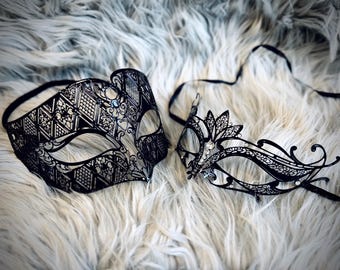 Black Metal Men's or Women Masquerade Masks , Women Venetian Mask , Men's phantom mask For Halloween , Wedding Party Costume , Mardi Gras