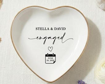 Personalisierte Ring Schale, Verlobungsgeschenk für Paar, benutzerdefinierte Hochzeit Schmuck Halter, Brautparty Geschenk für die Braut, romantisches Andenken Tablett
