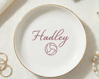Personalized Volleyball Jewelry Dish, Custom Athlete Trinket Dish Gift,  Volleyball Team Jewlery Tray Gift, Coach Appreciation Present