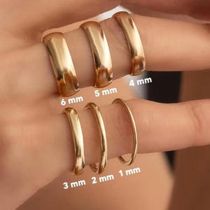 Gold 1mm-2mm-3mm-4mm-5mm-6mm Thin Wedding Band Wedding Stacking Ring For Him/Her