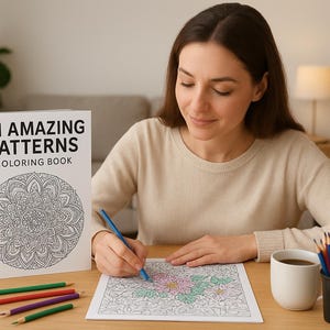 Adult Coloring Book: 101 Stress Relief Patterns - Mandalas, Animals (Printable PDF)
